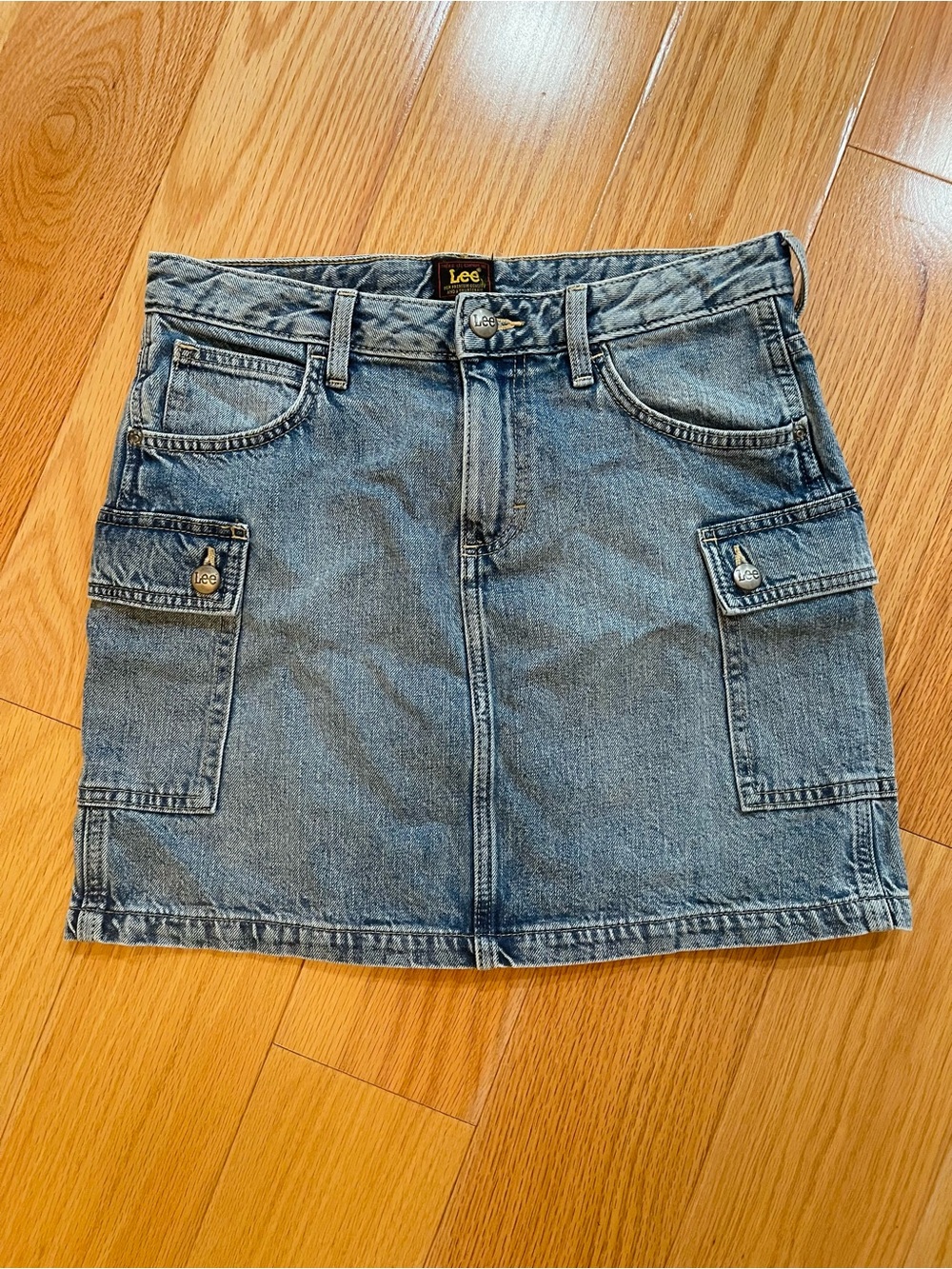 Lee Medium Blue Denim Cargo Mini Skirt